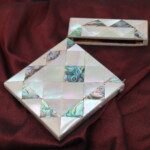 Mother-of-pearl and abalone shell card case