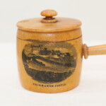 Mauchlineware thimble holder in the shape of a saucepan