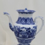 Large blue and white coffee pot