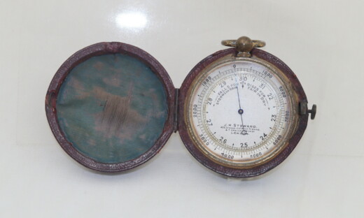 Pocket barometer by J H Steward in original case