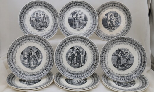 Set of 12 plates "Le Langage des Fleurs" by Choisy le Roi