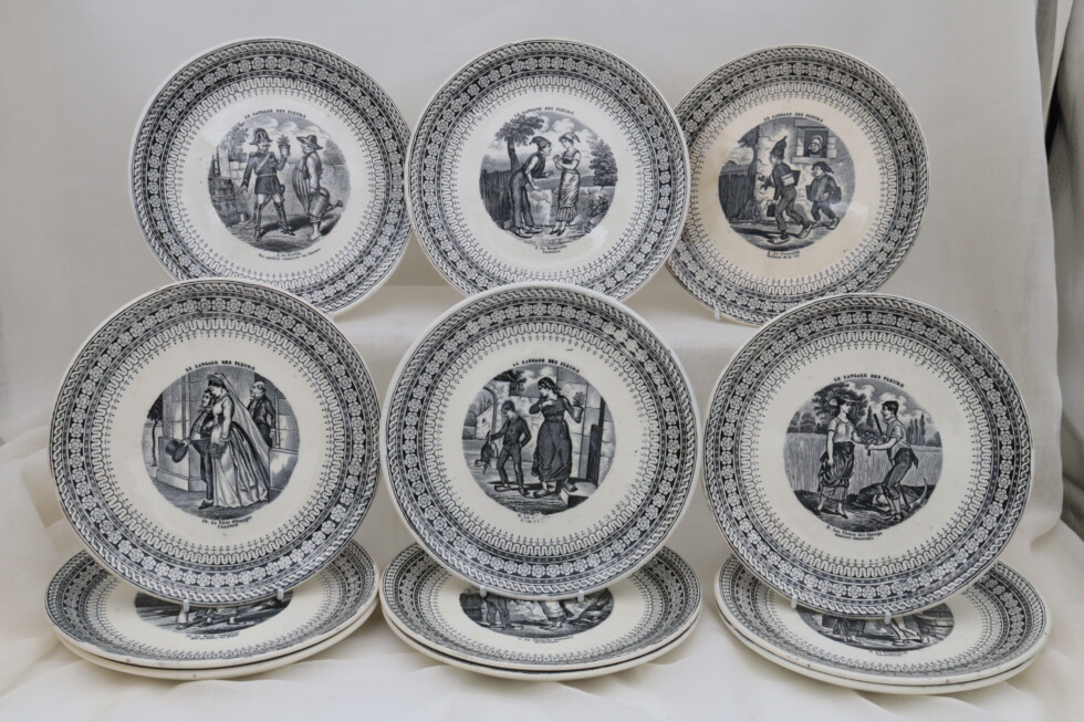 Set of 12 plates "Le Langage des Fleurs" by Choisy le Roi