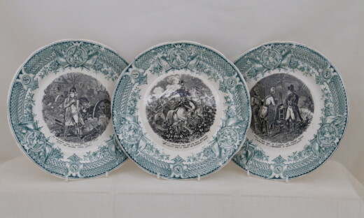 Three Sarreguemines Napoleon side plates
