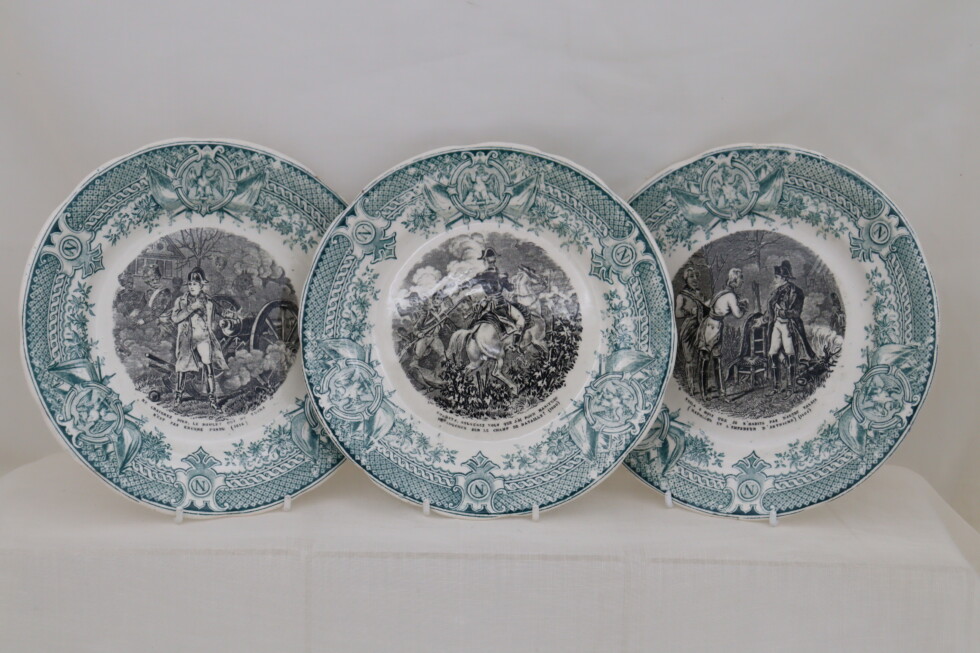 Three Sarreguemines Napoleon side plates