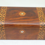 Walnut veneered Tunbridge ware writing box