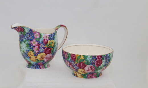 Royal Winton milk jug and sugar bowl Julia pattern